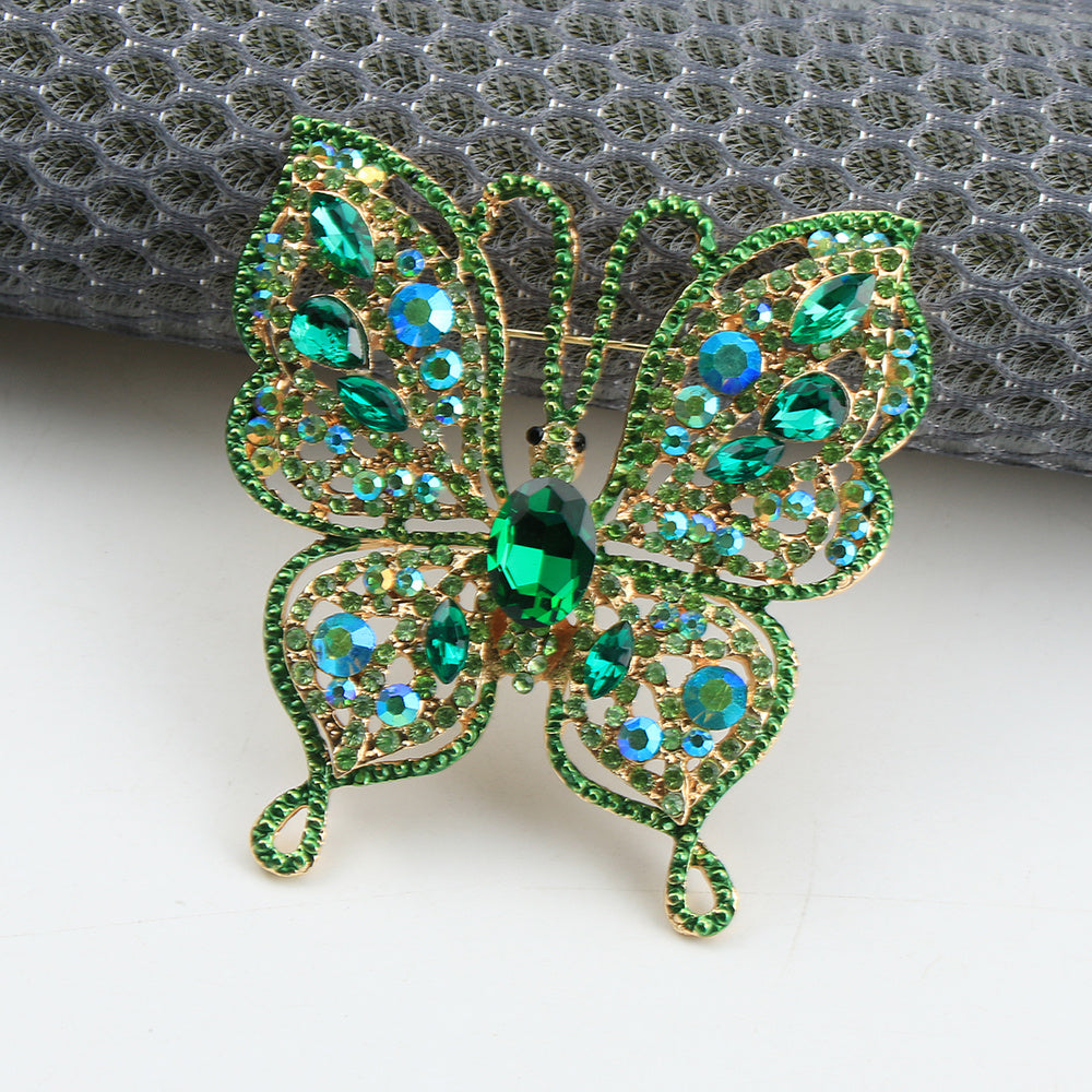 Luxury Butterfly Brooch Pin Enamel Rhinestone Insect Jewelry for Women