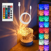 Luz nocturna LED recargable por USB con efecto de ondas de agua, control remoto táctil, brillo y color ajustables