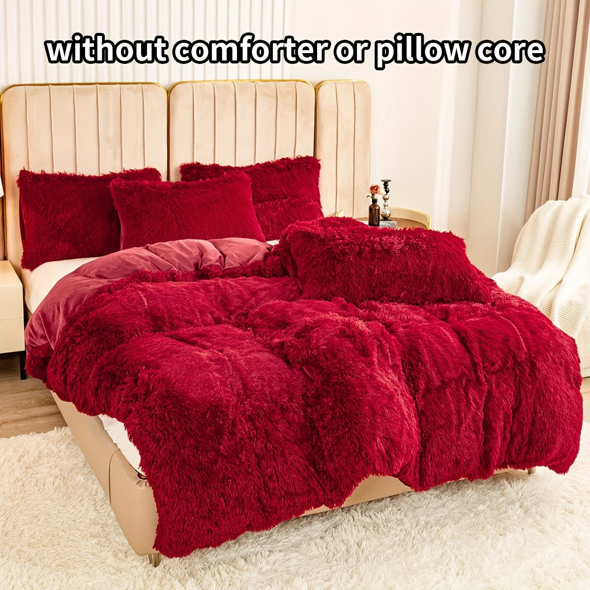 Set of 3 Pink Polyester Bedding Pieces for All Seasons Bedroom Decor