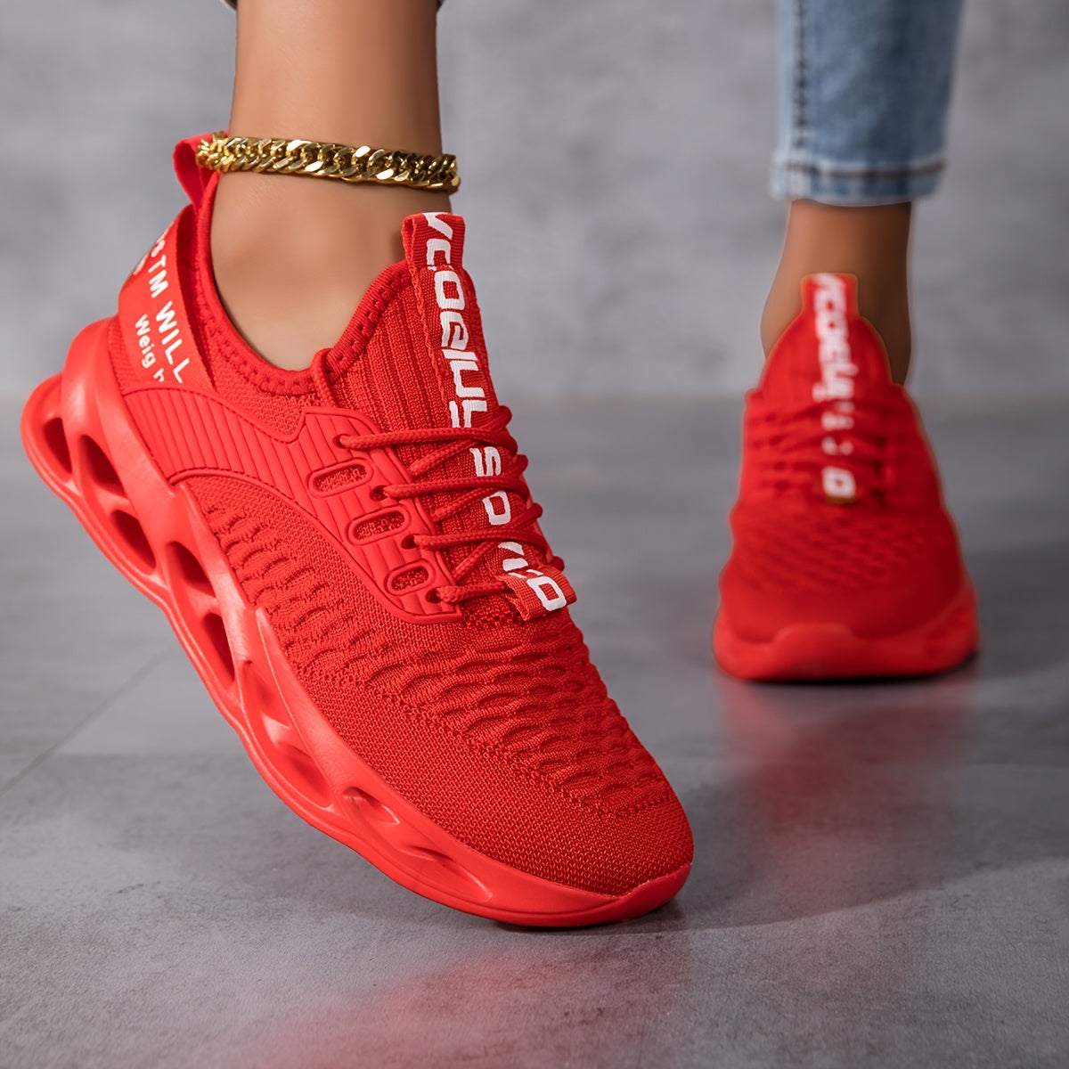 Women's Pink Breathable Casual Sneakers with Hole-Design and Shock Absorption