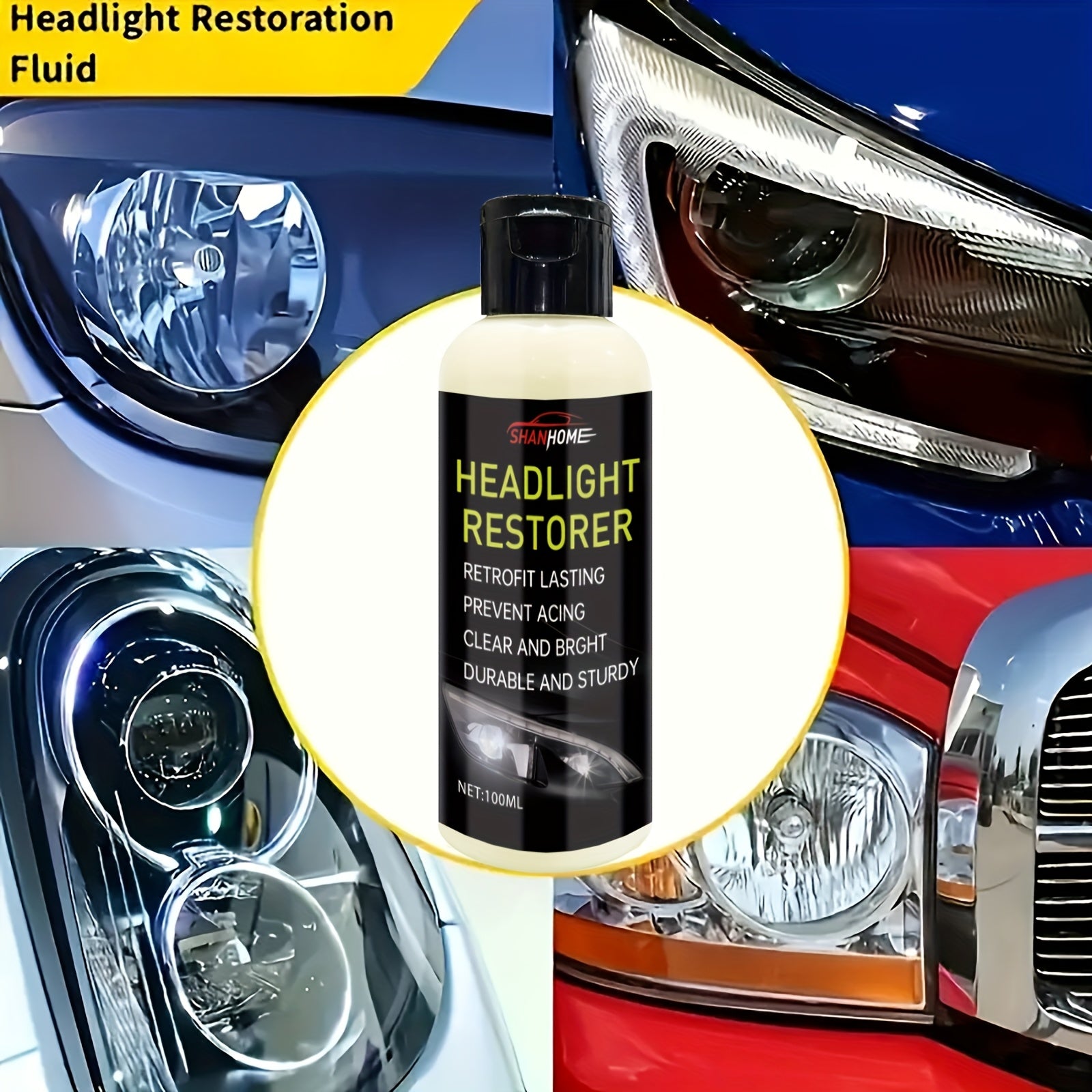 Universal Plastic Headlight Restoration Polish Clear Bright Finish