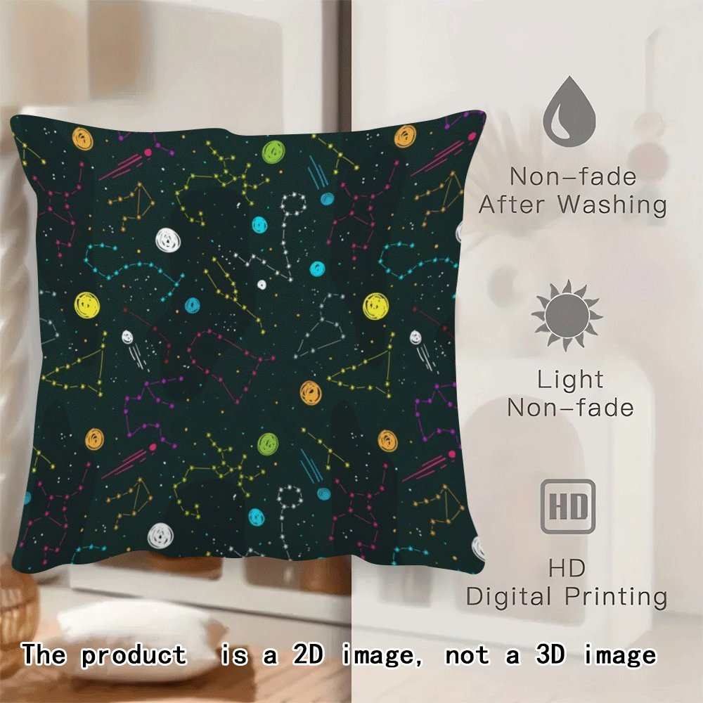 Zodiac Fleece Pillow Cover 45.72x45.72 cm Soft Washable Sofa Bedroom Outdoor