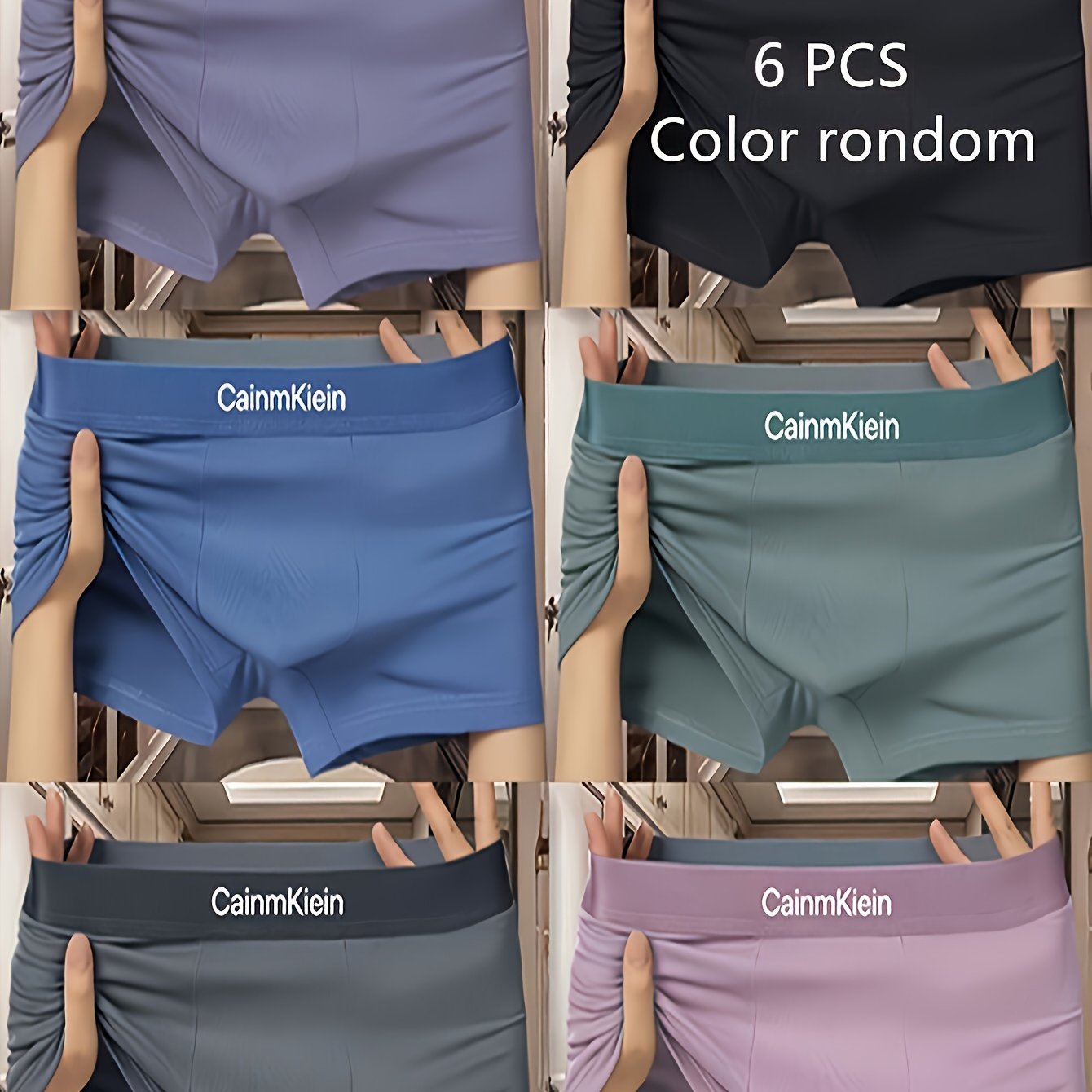 Men's Low-Rise Boxer Briefs Set of 6 Breathable Quick-Drying Polyester Spandex Underwear