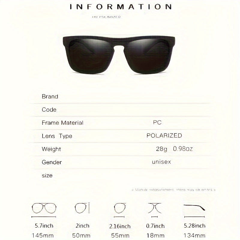 Square Polarized Sunglasses for Men and Women 2-Pack Plastic Frame Outdoor Travel