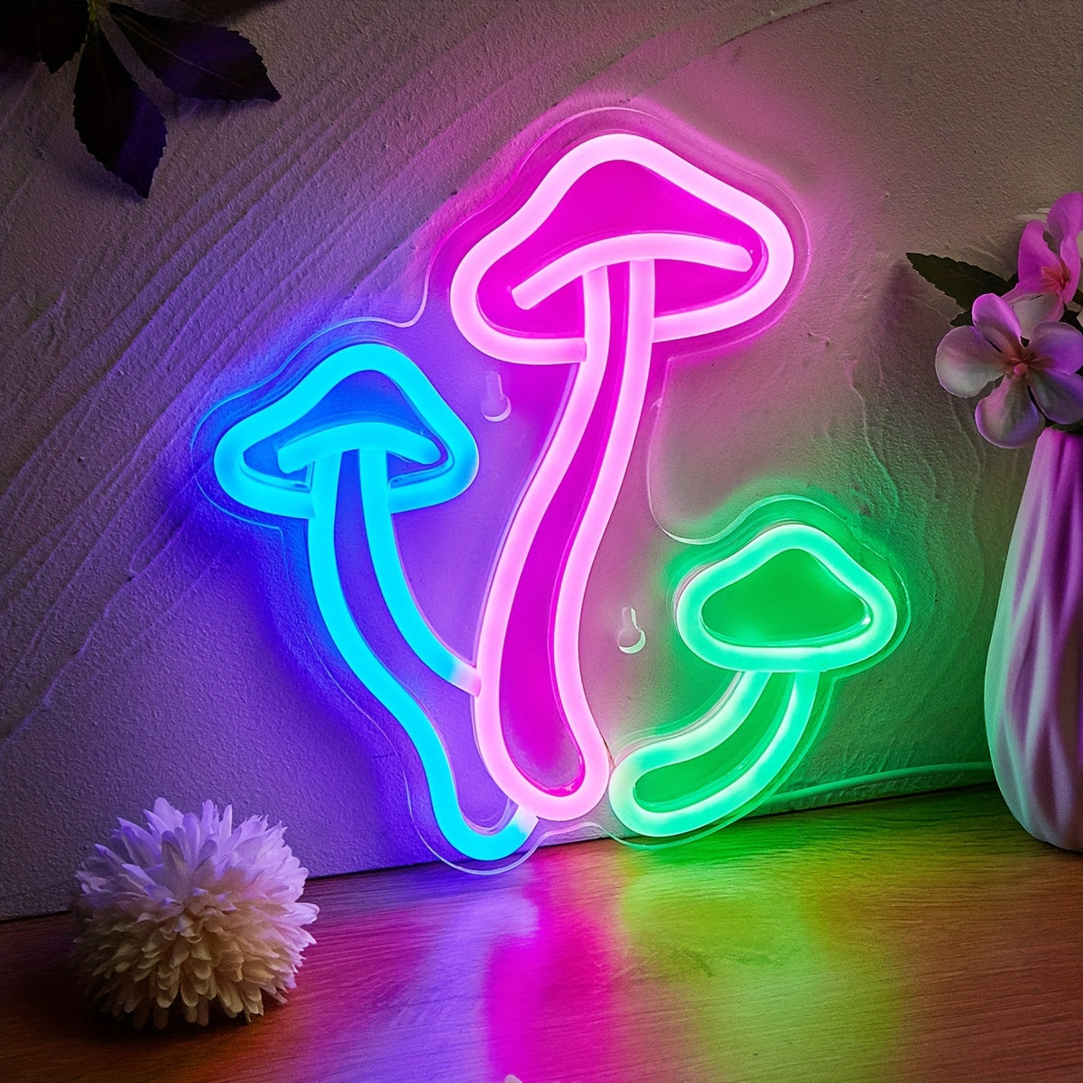 Mushroom-Shaped LED Neon Light Wall Decor for Bedroom Parties Weddings Holiday USB Powered
