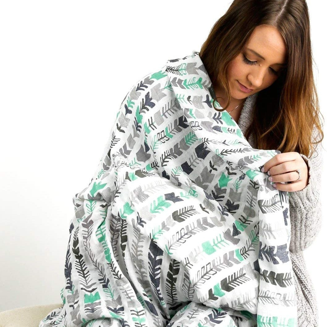 Baby Swaddle Blankets Set of 3 Ultra-Soft Bamboo Muslin 119cm x 119cm for Newborns