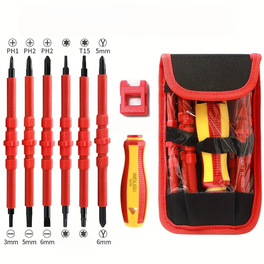 Набор отверток с сменными лезвиями 12 в 1 с переносным кейсом для электриков