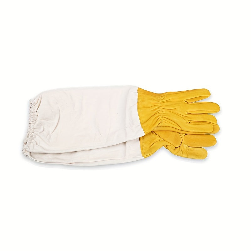 Beekeeping Gloves with Durable Goatskin Faux Leather Ventilated Long Sleeves and Elastic Cuffs