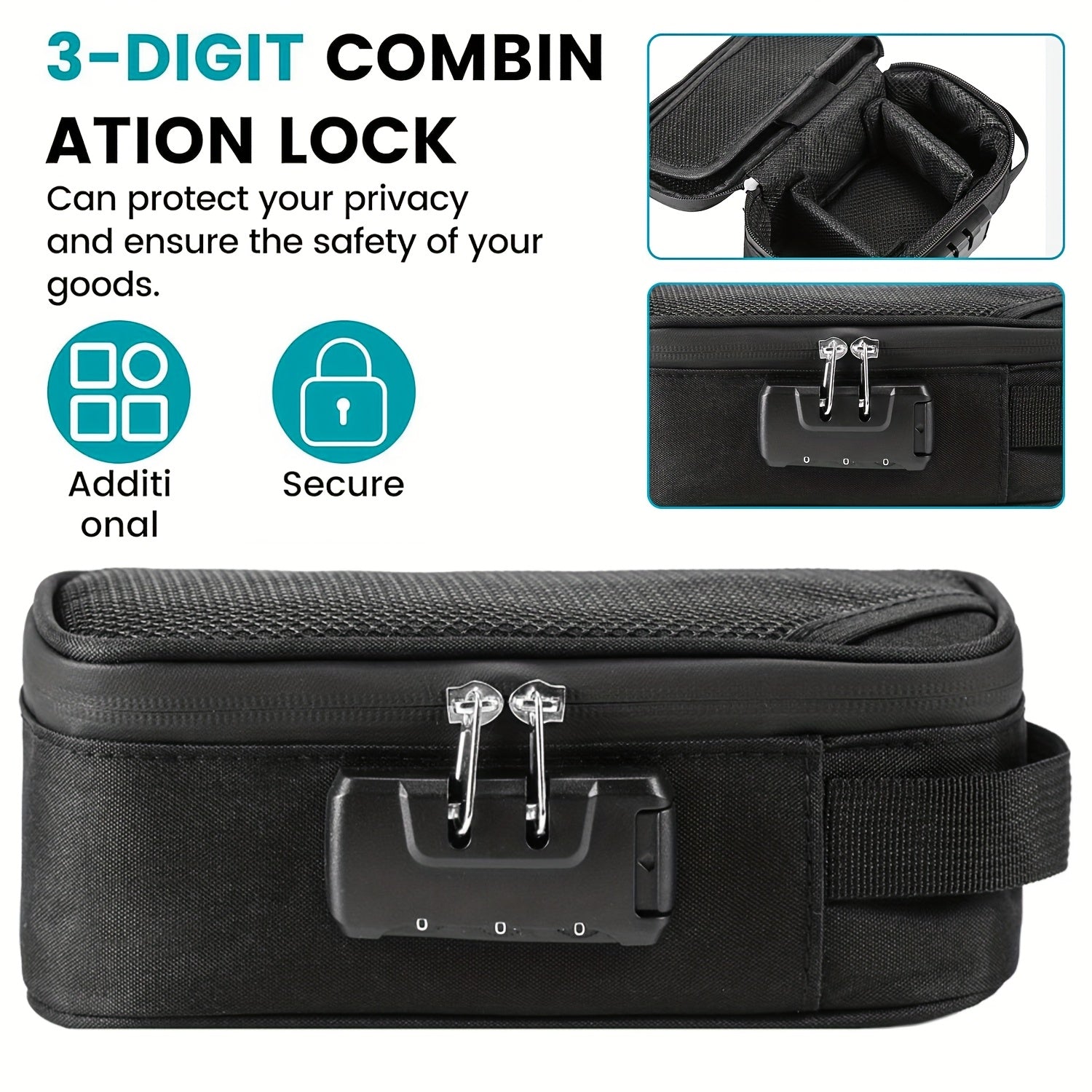 Uniseks saqlash qutisi parol bilan qulflanadigan, bardoshli sayohat tashkilotchisi, qora, 2 dona