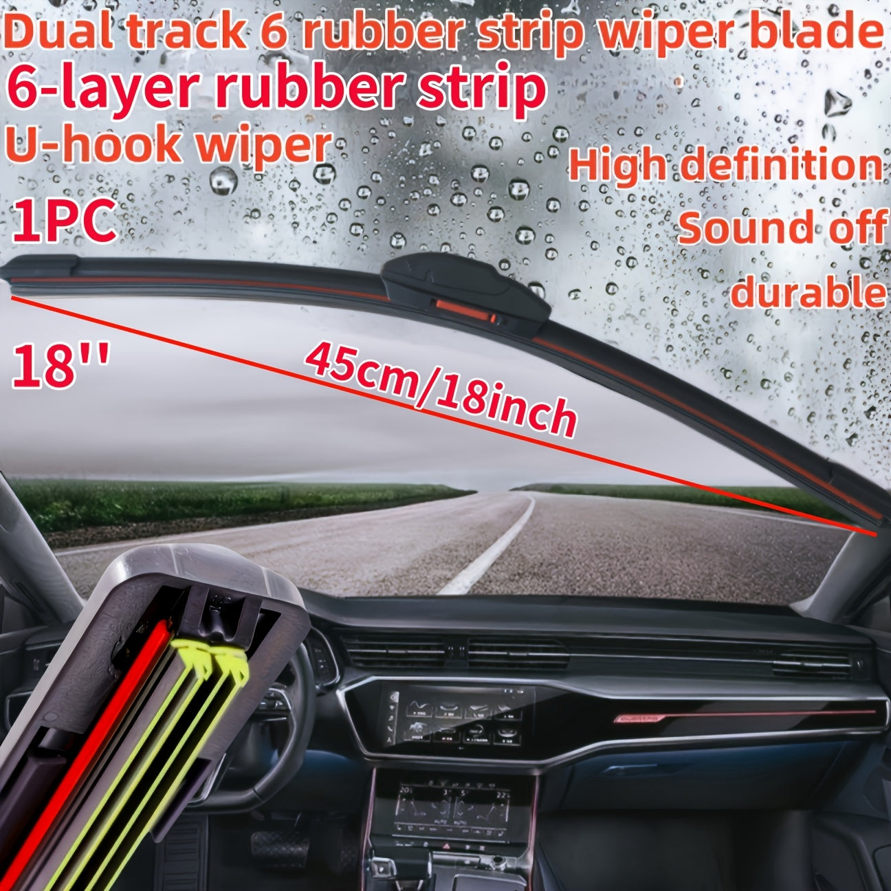 Automotive Dual-Track U-Type Wiper Blade Durable Rubber Quiet