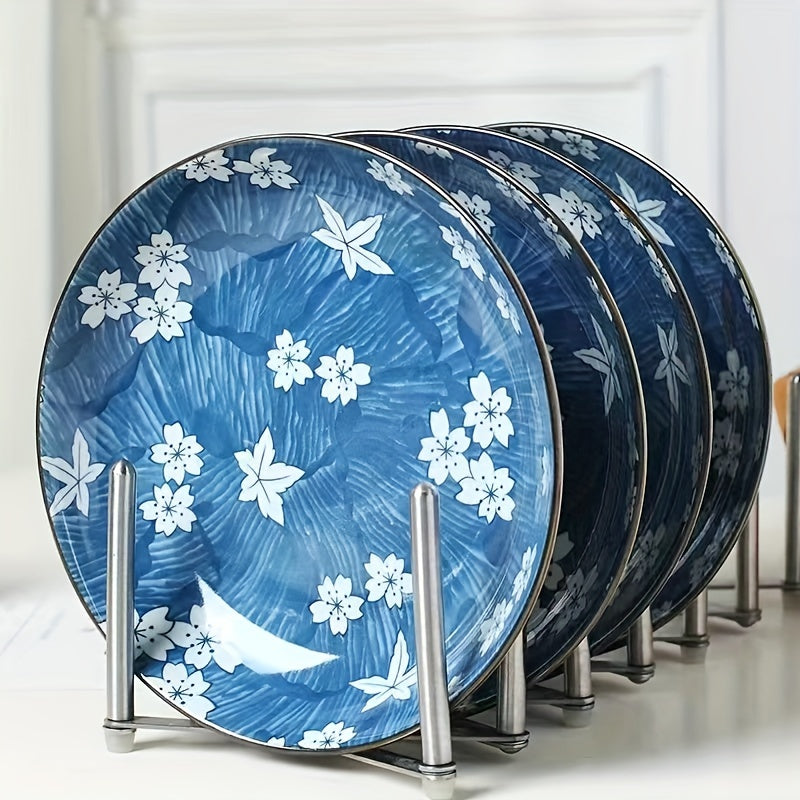 Keramika kechki taomlar uchun to'plam, ko'k va oq gul naqshli, 20.32 sm, salat, makaron va apetit uchun