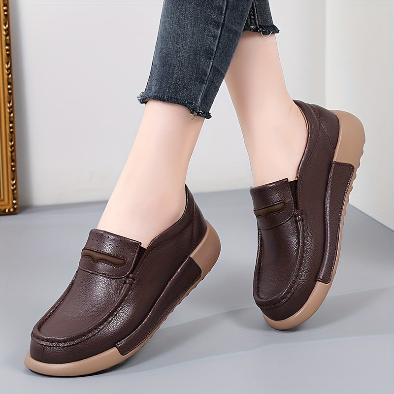 Women's Retro Flat Loafers Slip-On Round Toe All-Match Spring Shoes