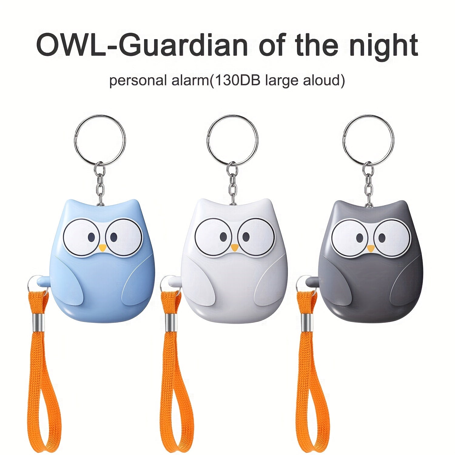 Cute Owl Personal Alarm 130dB Loud Siren LED Light Battery-Powered Safety Device