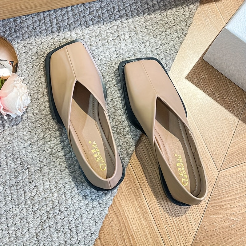 Women Square Toe Flats Synthetic Slip-On Comfortable Summer All-Season Footwear