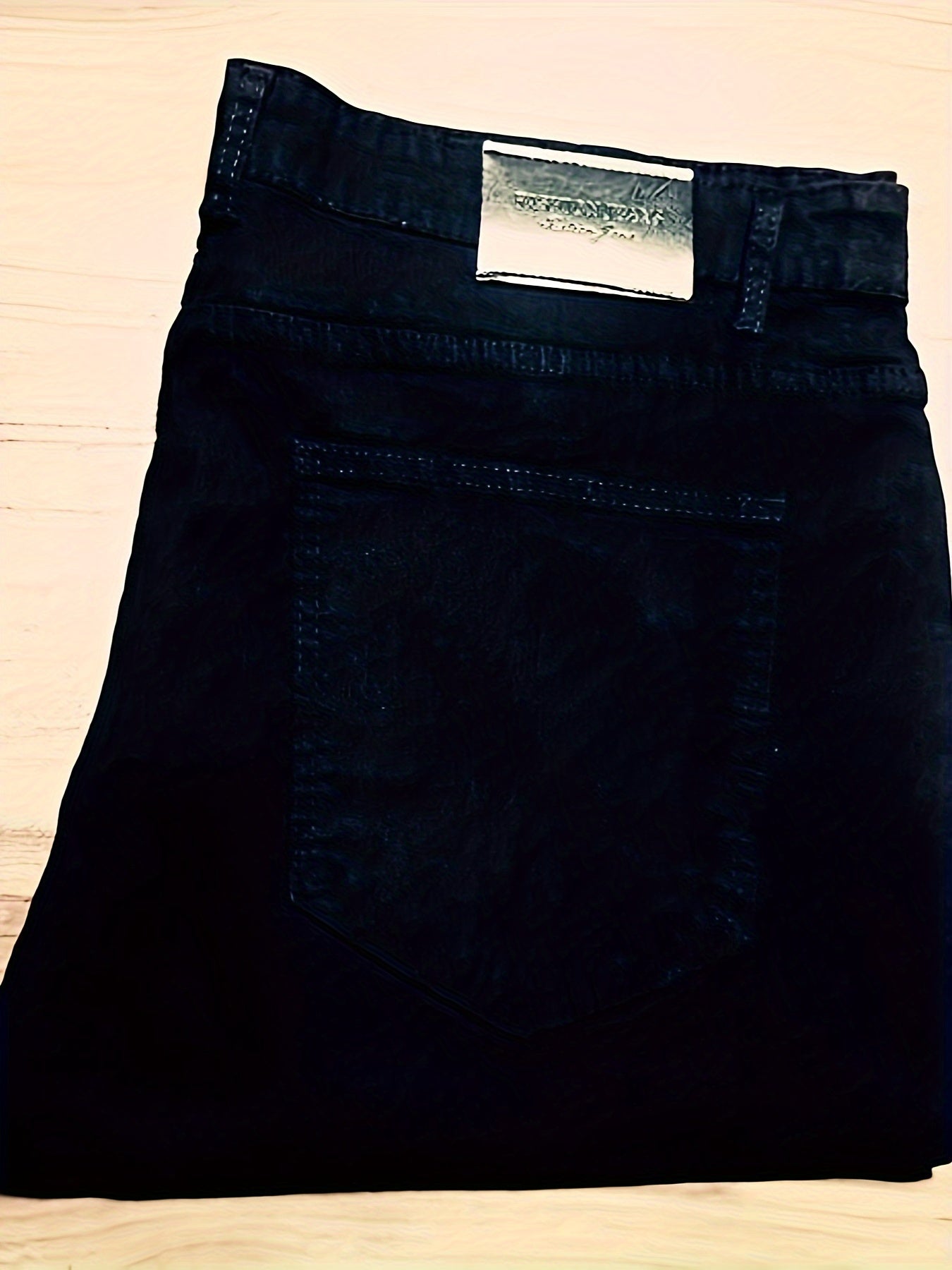 Plus-Size Men Denim Pants Spring Fall Casual Straight Leg Woven Medium Stretch