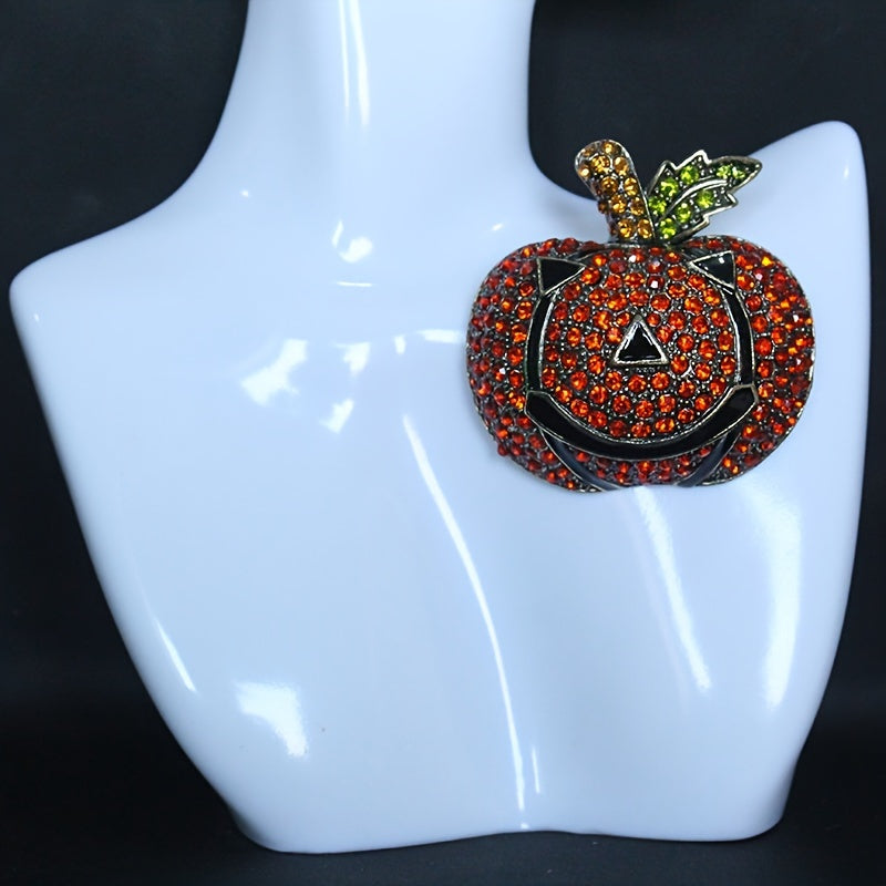 Devil Smiling Pumpkin Brooch Chic Punk Style Rhinestones Zinc Alloy Halloween Accessory