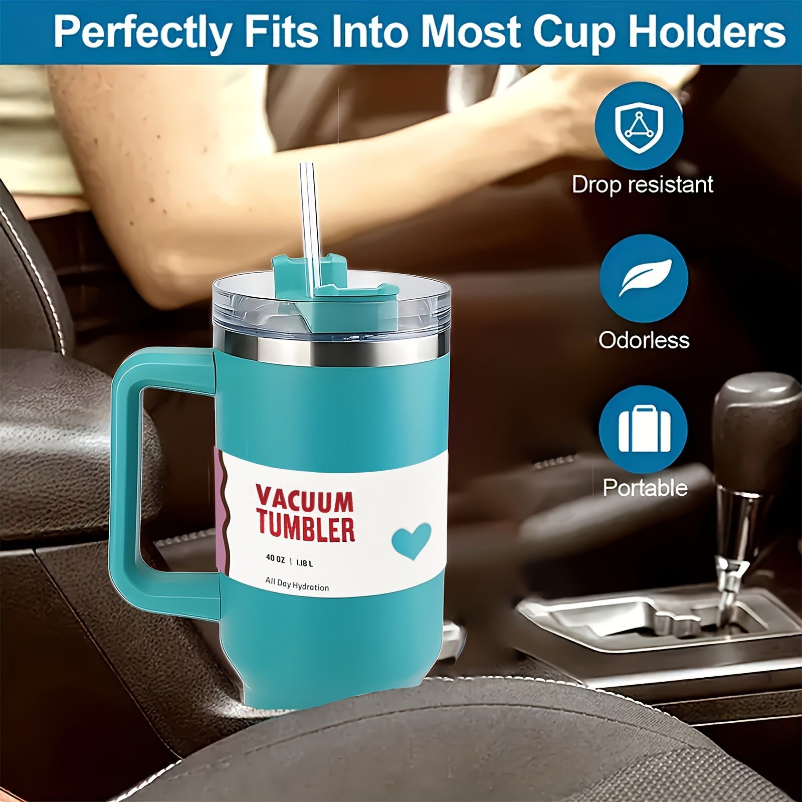 Insulated Tumbler 40oz with Lid and Straw for Cold Drinks