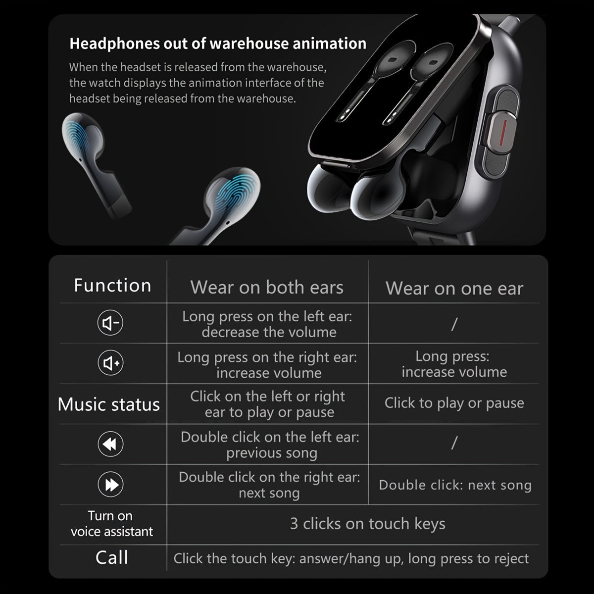 Wireless Smartwatch and Earphones with Silicone Strap 2-in-1 Fitness Tracker