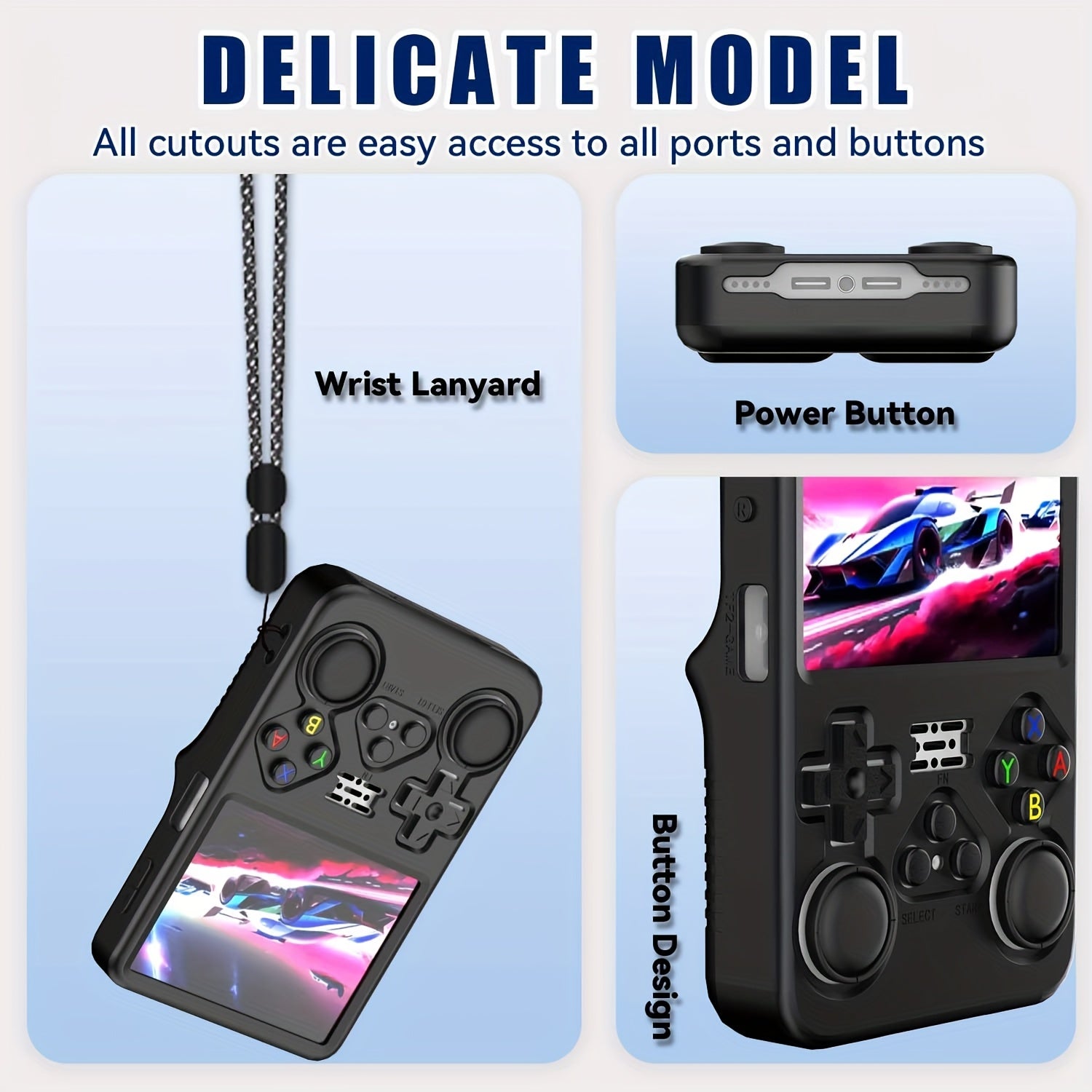 Game Console Silicone Case Black Shockproof Anti-Drop for R36S Handheld