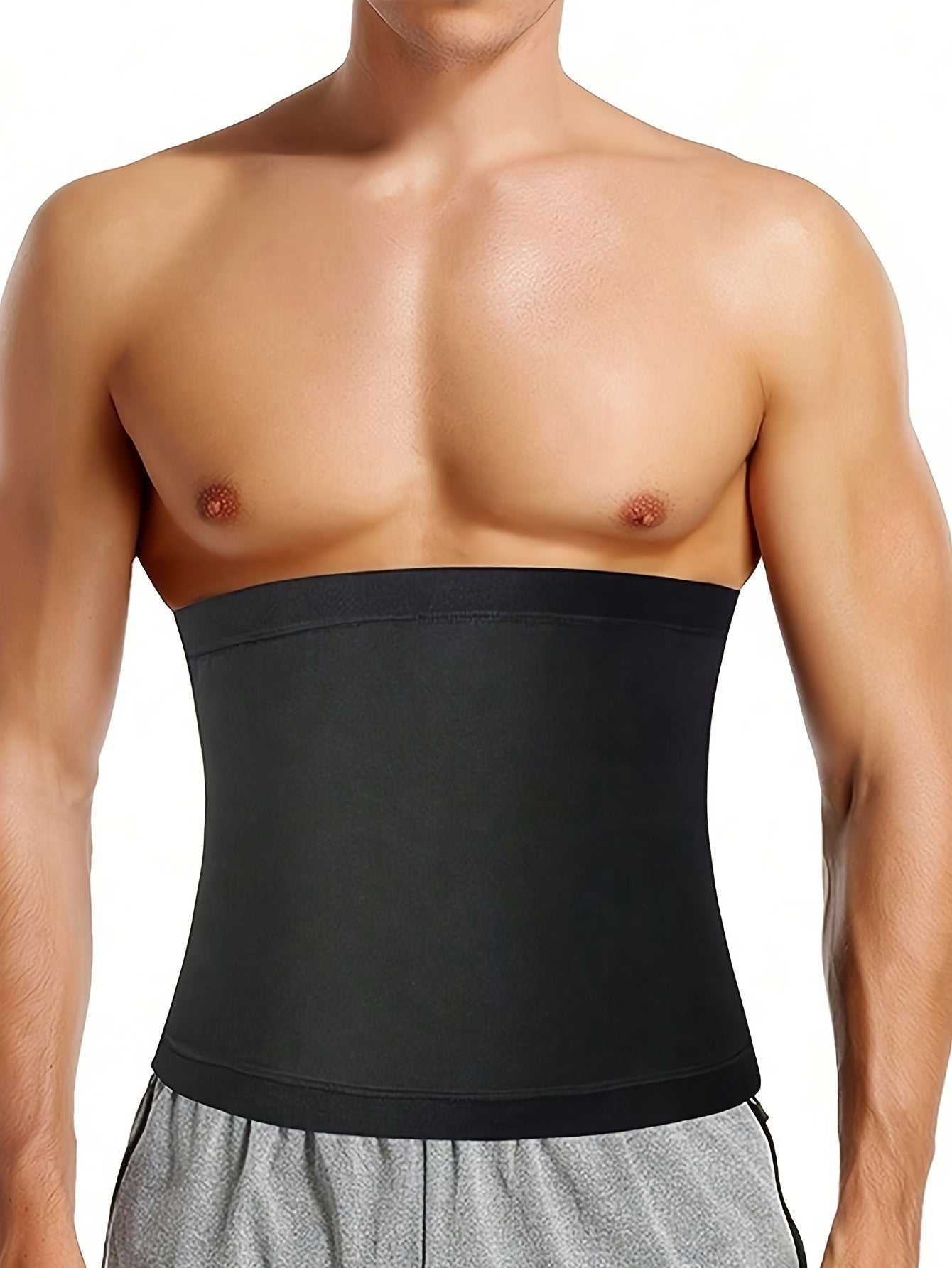 Men's Waist Trainer Belt High Elasticity Polyester Spandex Adjustable Black All-Season