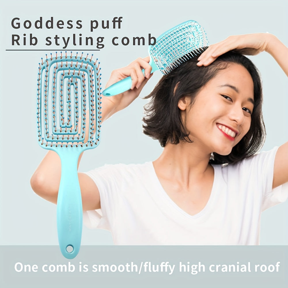 Set de peines desenredantes de cerdas de nylon con diseño hueco y forma de arco para el cuero cabelludo