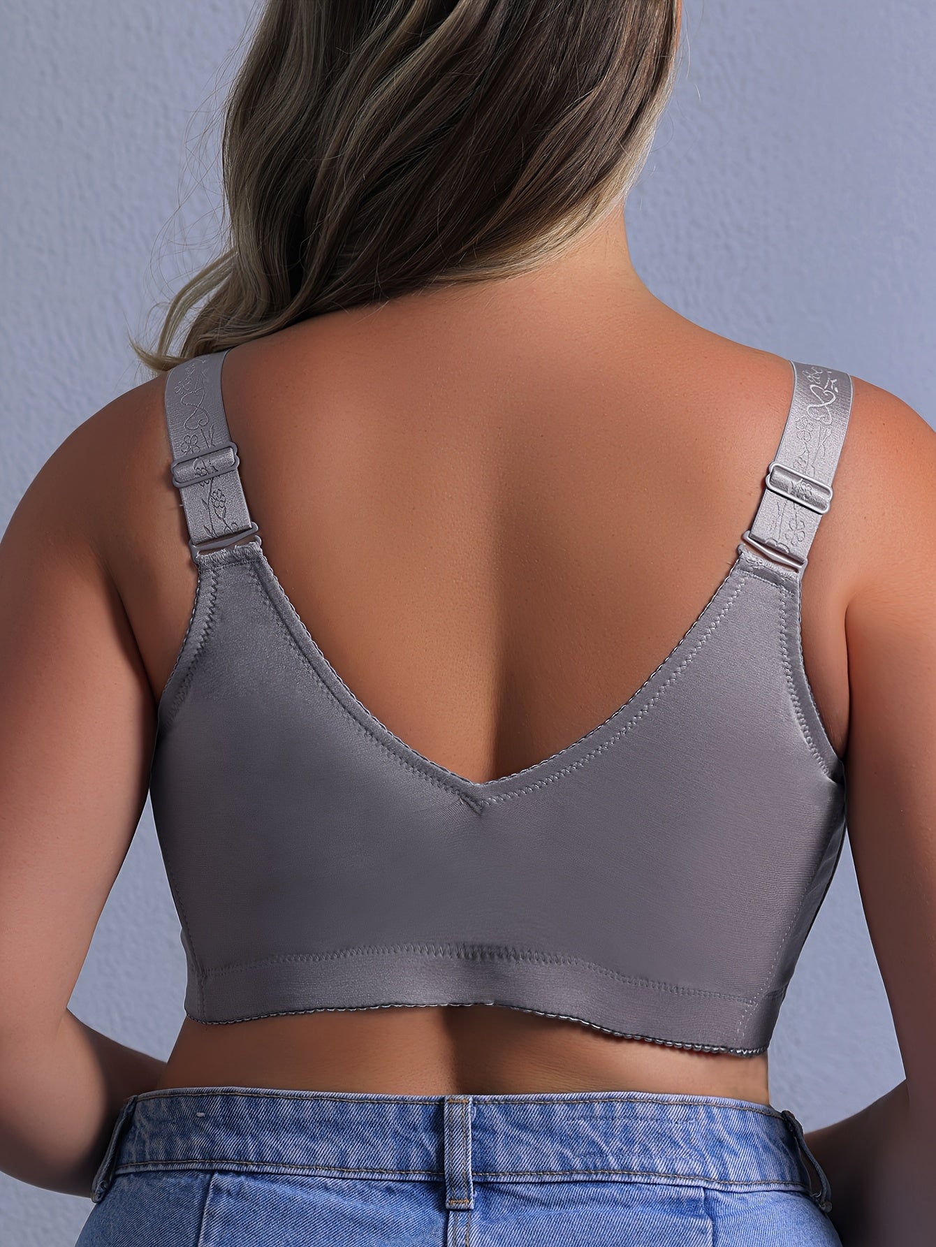 Bralette de encaje floral de talla grande para mujer, soporte completo, tela de punto transpirable, sin relleno