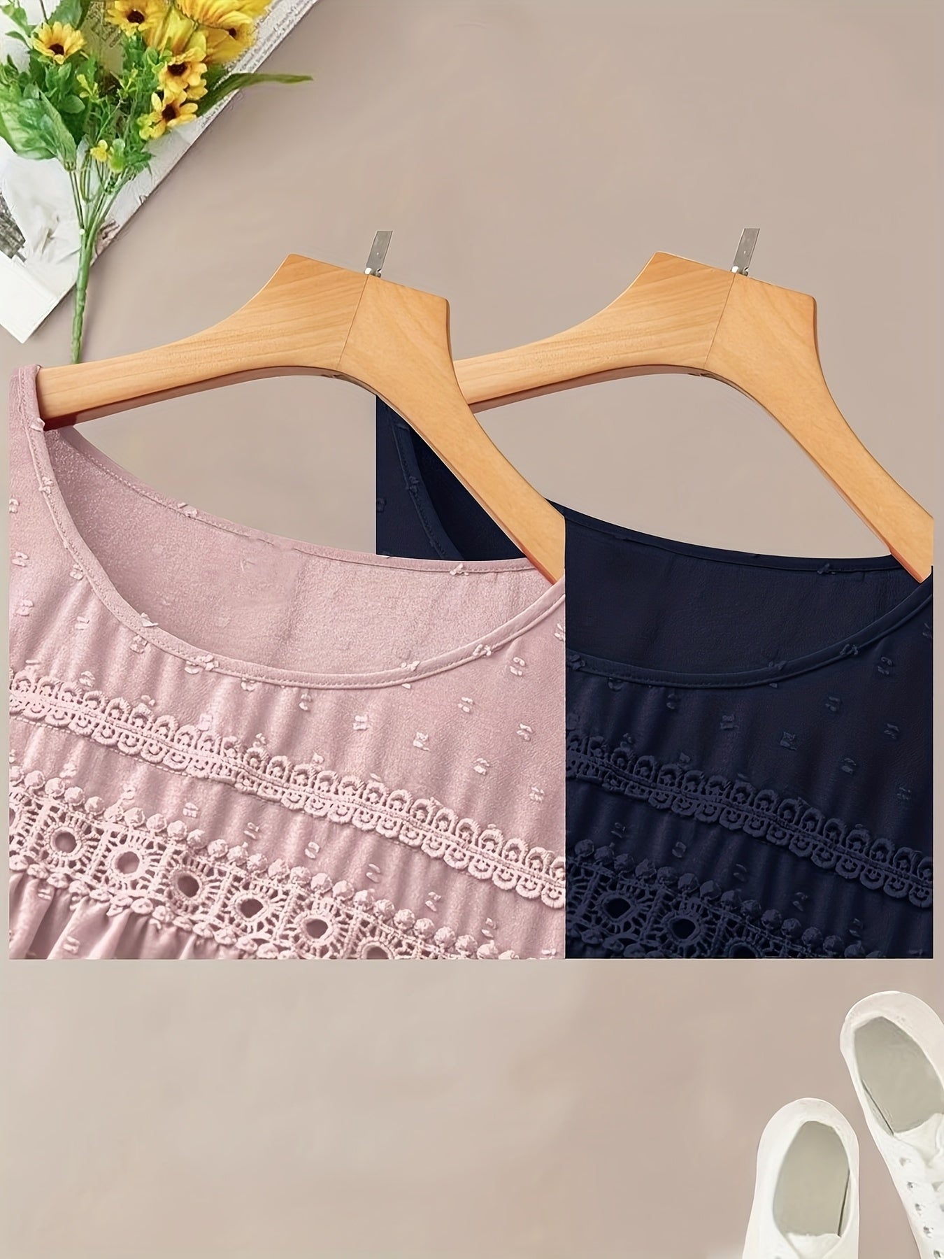 Ayollar uchun katta o'lchamli korsetli chiroyli chiziqli bluz va shortlar to'plami, pastel pushti va ko'k, kundalik zamonaviy