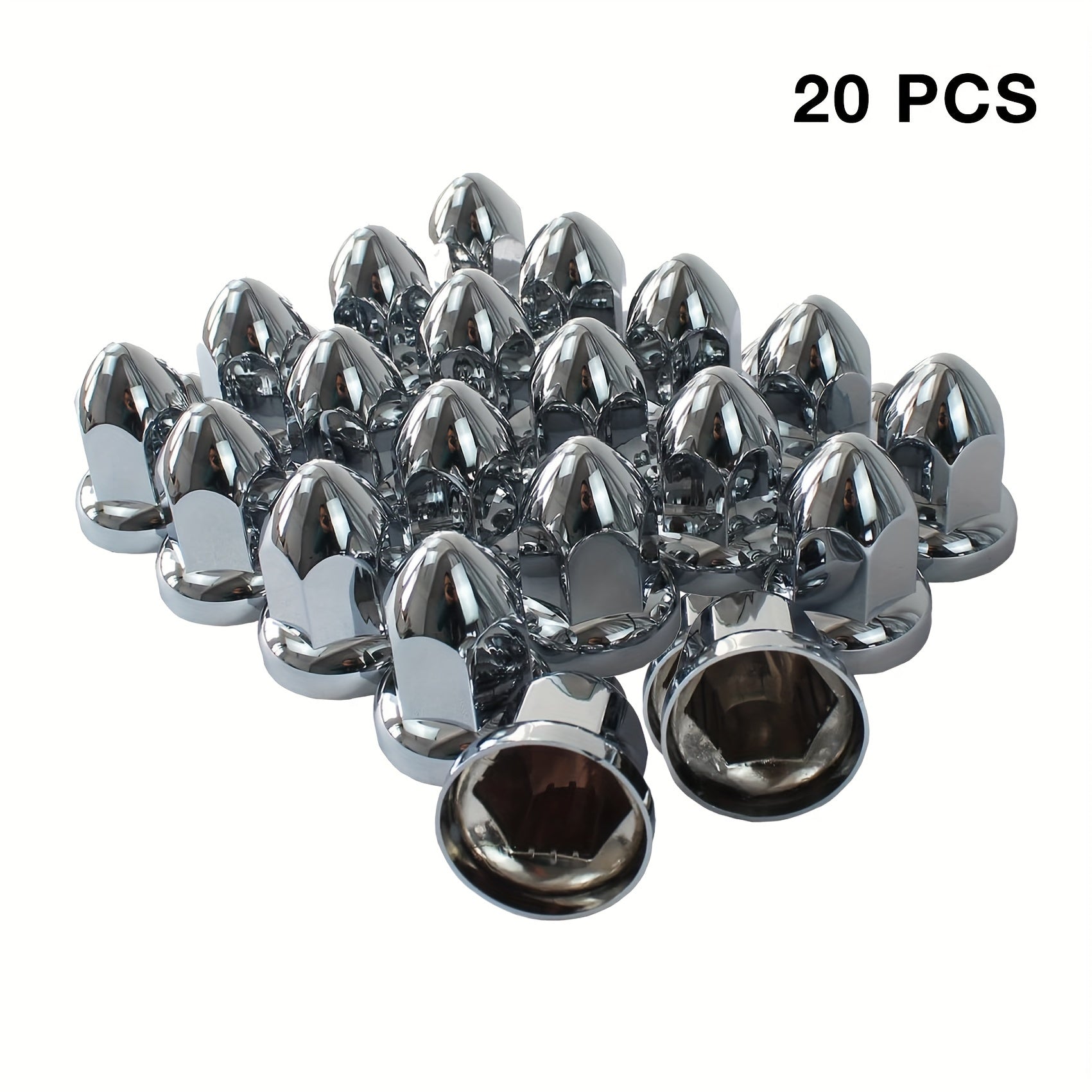 Chrome 33mm Lug Nut Covers Bullet Style Pack of 20 for Semi Trucks
