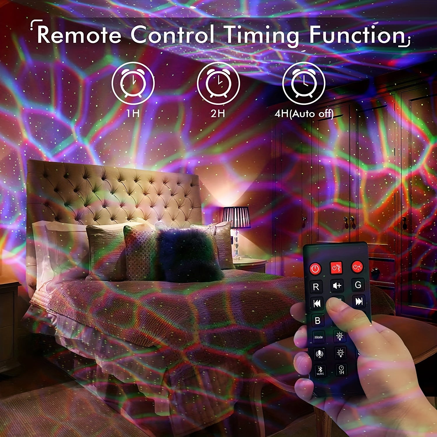 Proyector de luz nocturna estrellada con lámpara de neblina alimentada por USB para ambiente en el dormitorio