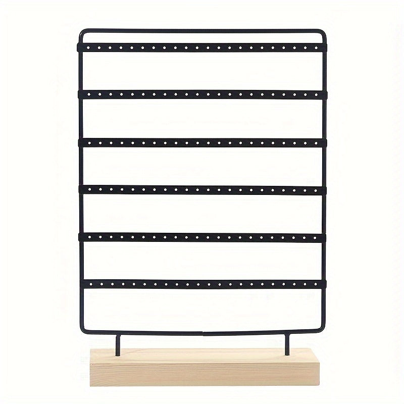 Jewelry Organizer Stand with 6 Metal Layers and Wooden Base for Earrings