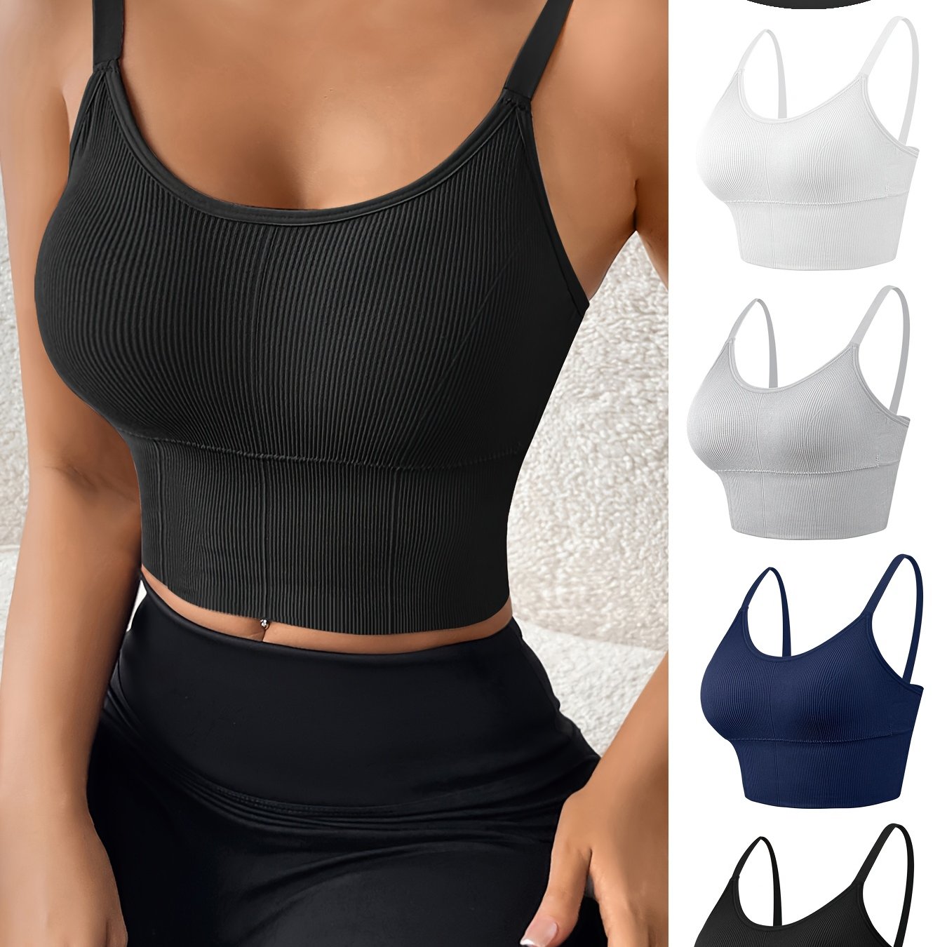 Women's Ribbed Plus Size Sports Bra and Tank Top Set For Yoga and Running