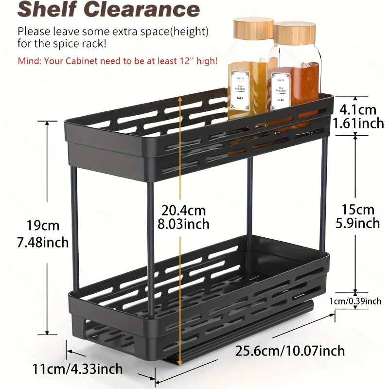 3-Piece Pull-Out Spice Rack Organizer for Cabinets, Sturdy Slide-Out Design