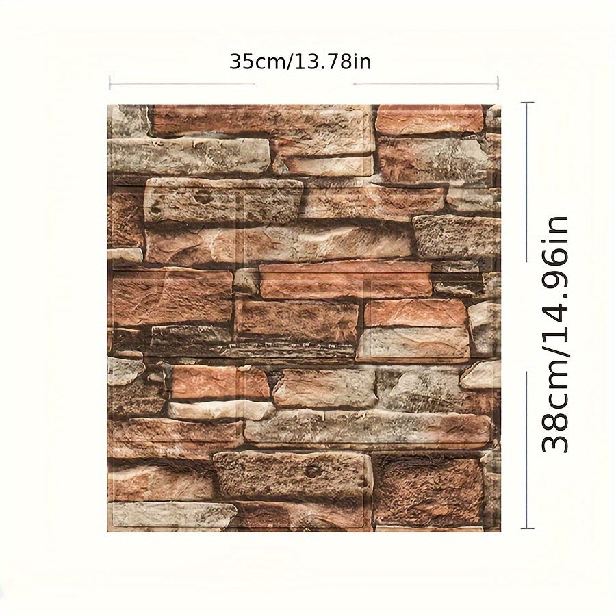 20 Self-Adhesive 3D Brick and Stone Vinyl Wall Stickers Waterproof for Living Rooms Bedrooms Offices