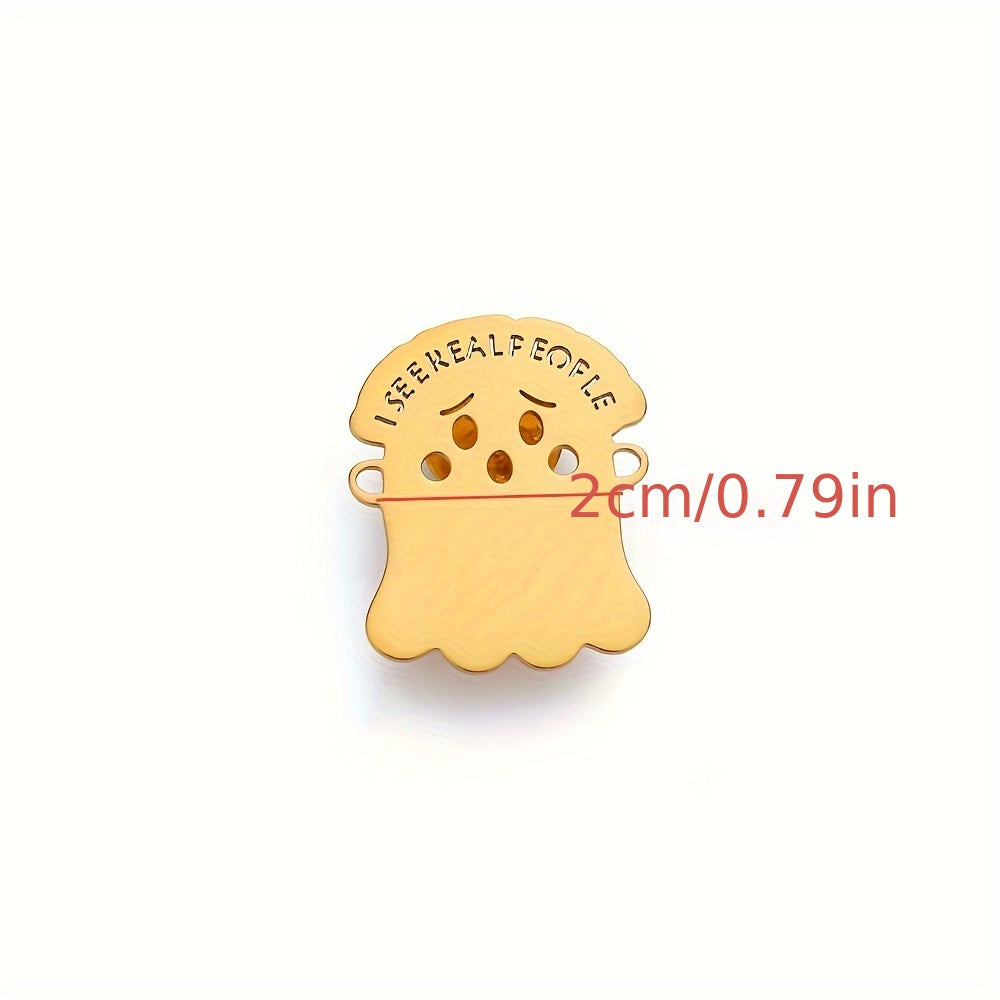 Pin de esmalte gótico personalizado de fantasma en acero inoxidable, regalo para Halloween y Día de los Muertos