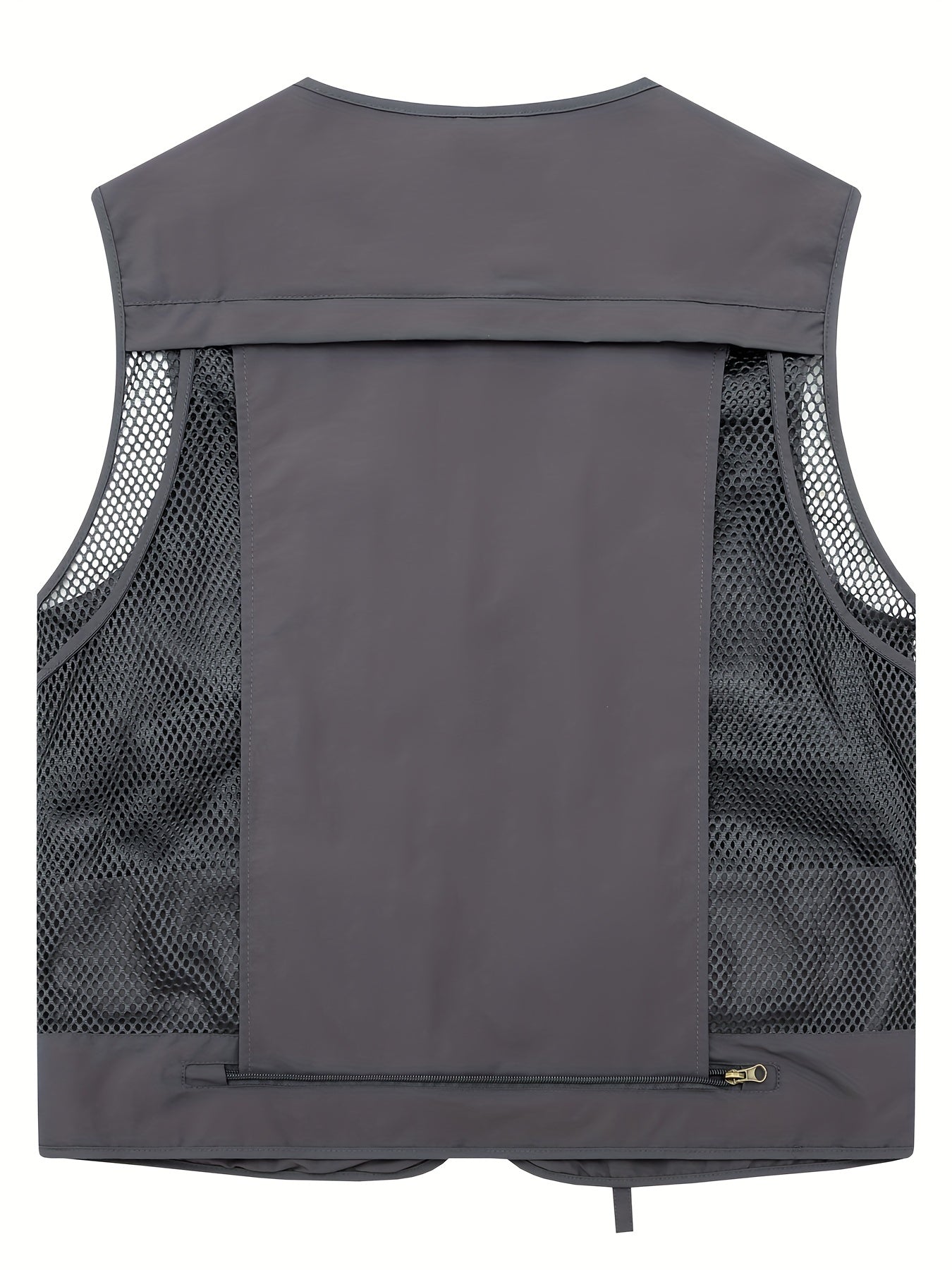 Men's Nylon Cargo Vest with Zipper Pockets for Spring Summer Outdoor Activities
