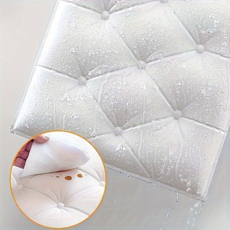 Set of 5 White 3D Self-Adhesive Wall Panels for Bedroom and Living Room