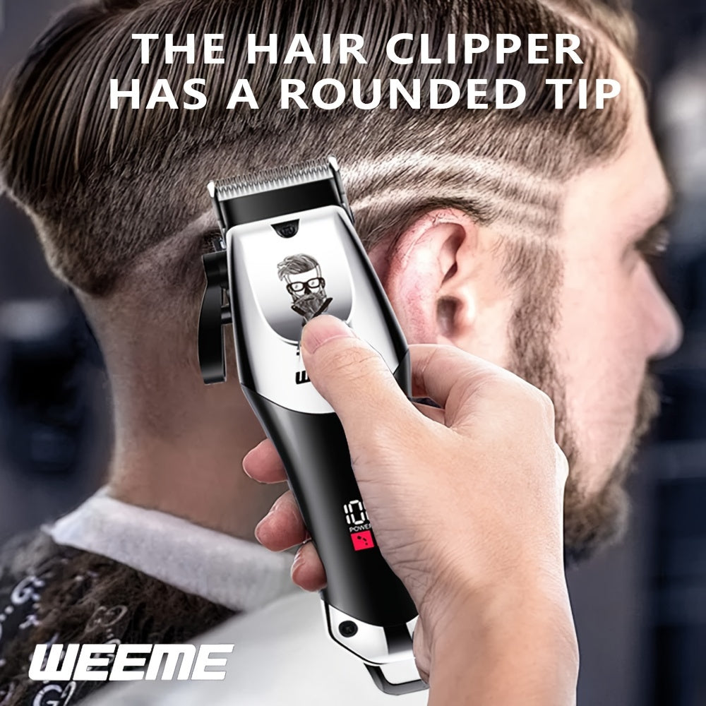 Electric Hair Clipper USB Rechargeable Quiet Hair Trimmer with Limit Combs and One-Touch Length Adjustment