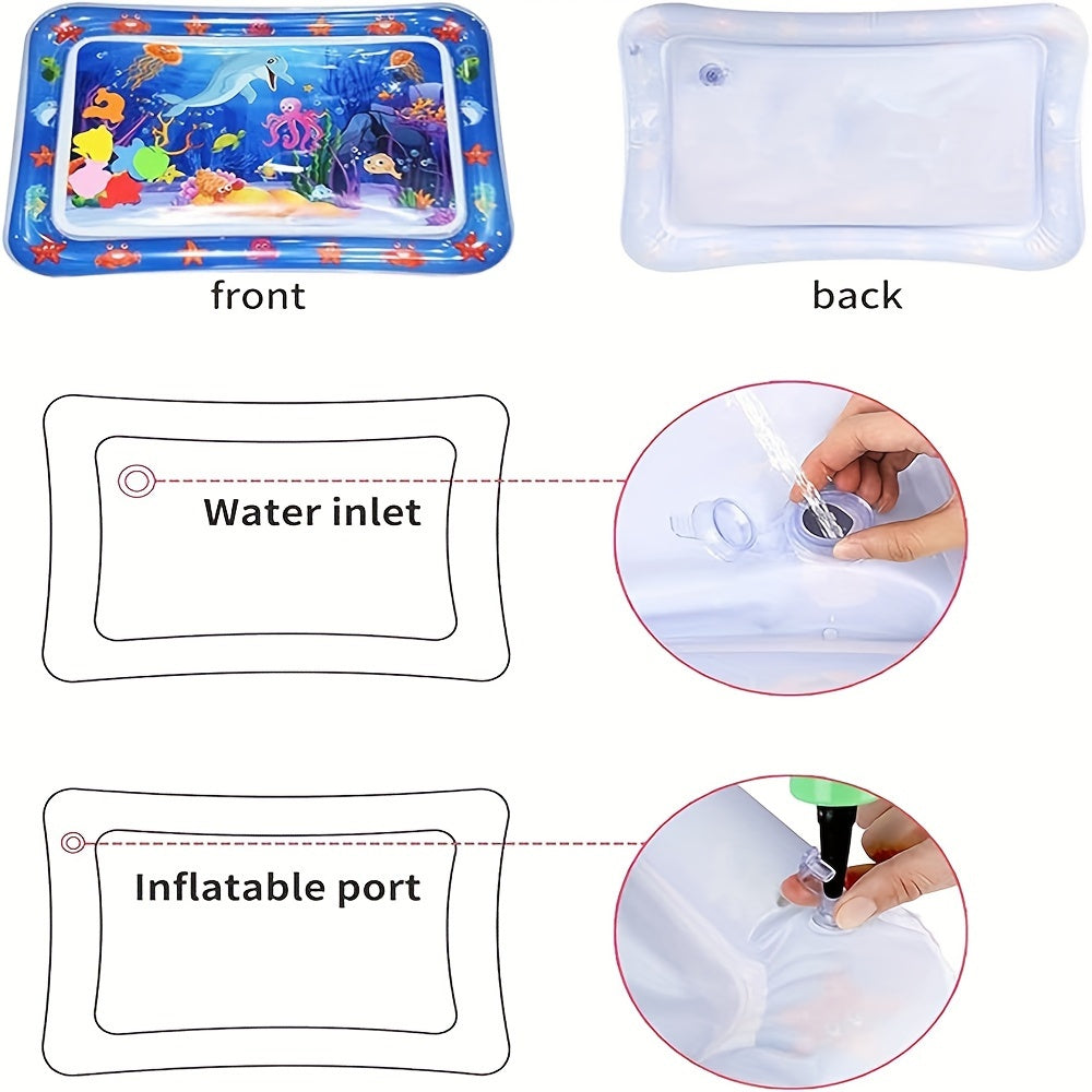 Colorful Underwater Water Play Mat for Kids PVC Sea Creatures Developmental Toy Gift for Boys and Girls
