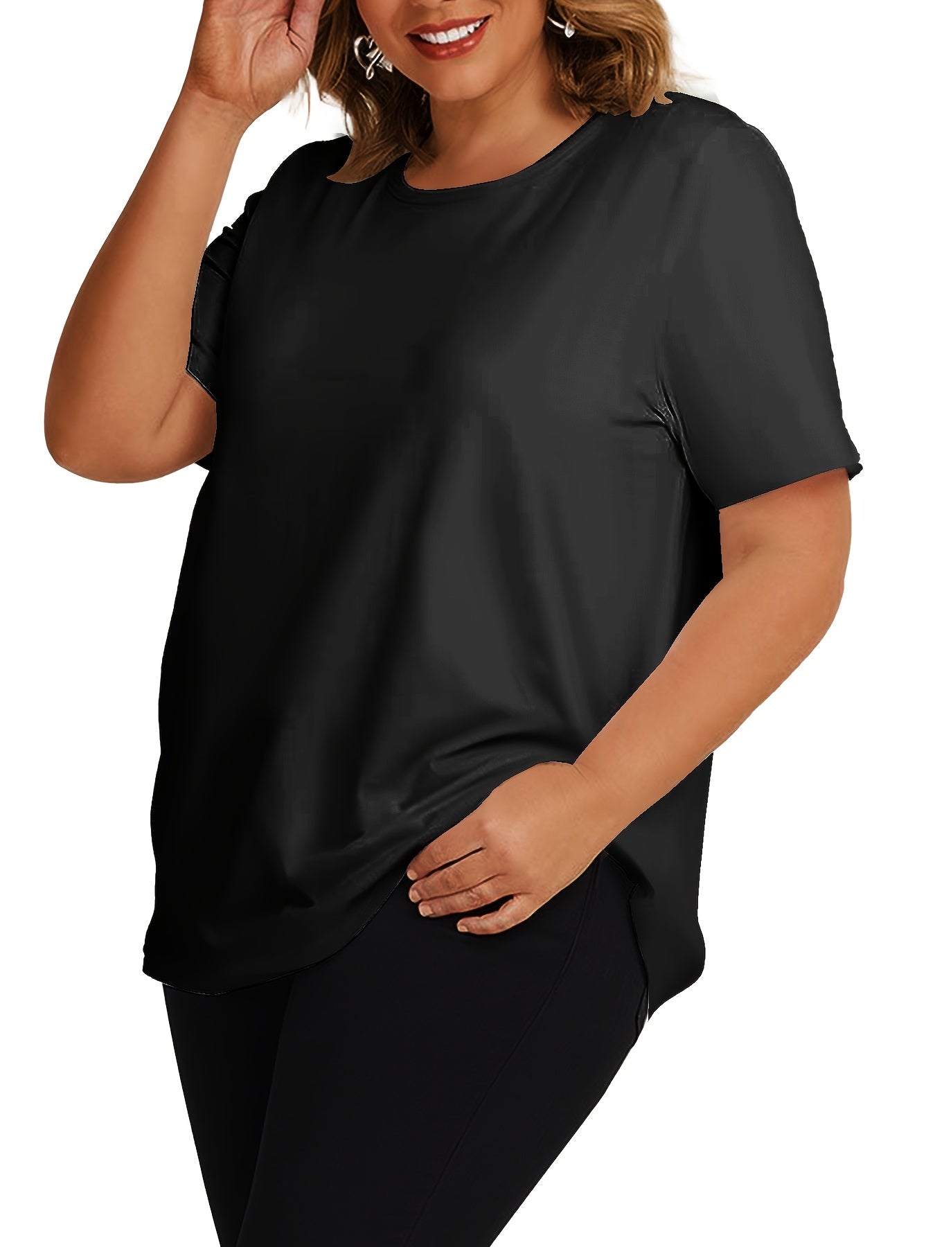 Women's Plus Size Casual Sport T-Shirts Pack, Breathable, Stretchy, Solid Colors