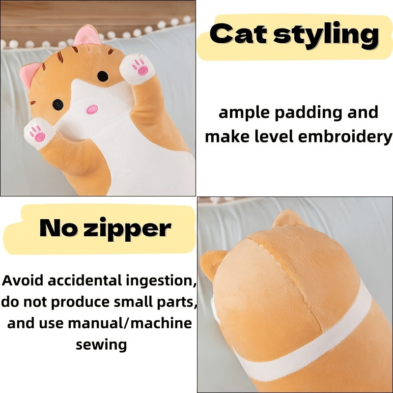 Подушка в форме кота 50/70 см, современный стиль плюшевой игрушки, домашний декор, подарок мультяшная плюшевая игрушка, гипоаллергенный полиэстер, машинная стирка, средняя жесткость, поддержка всего тела, портативная, вес ткани 100-120 г/м².