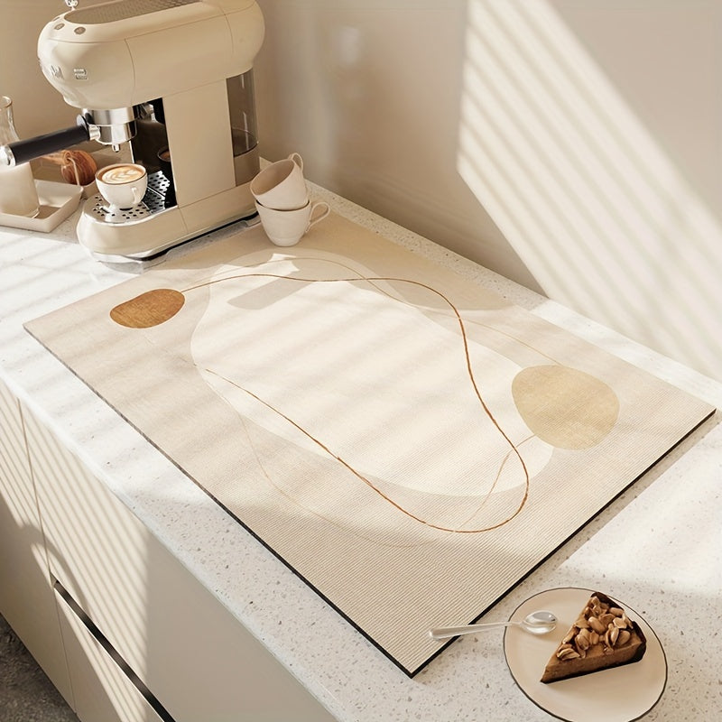 Modern Geometric Stripe Diatomaceous Earth Coffee Mat Absorbent Non-Slip Drying Pad