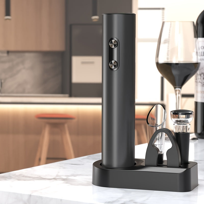 Electric Wine Opener Set with Foil Cutter and Vacuum Stopper for Wine Lovers
