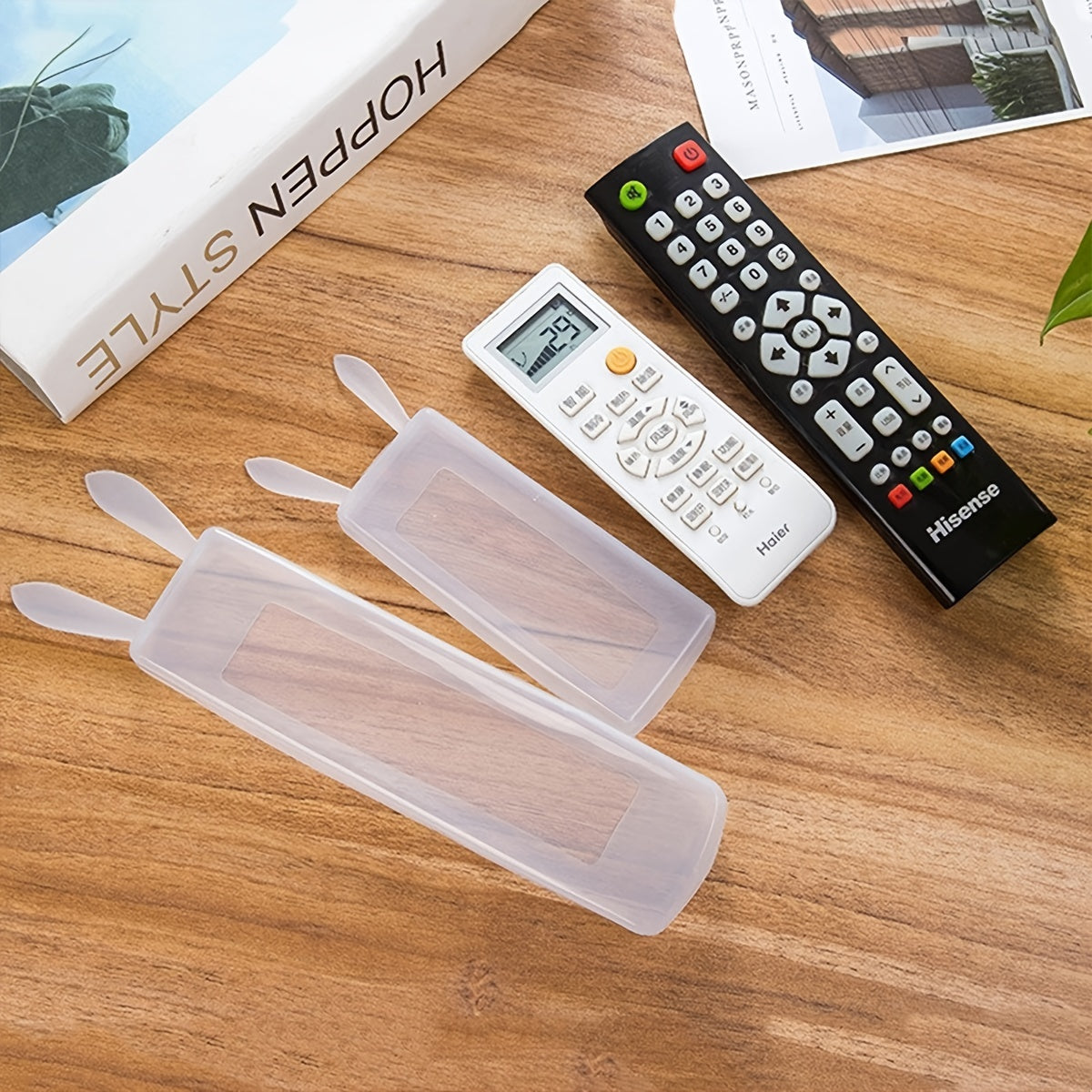 Yoqimli quyon quloqli shaffof masofadan boshqarish qopqog'i, TV va konditsioner uchun chang o'tkazmaydigan