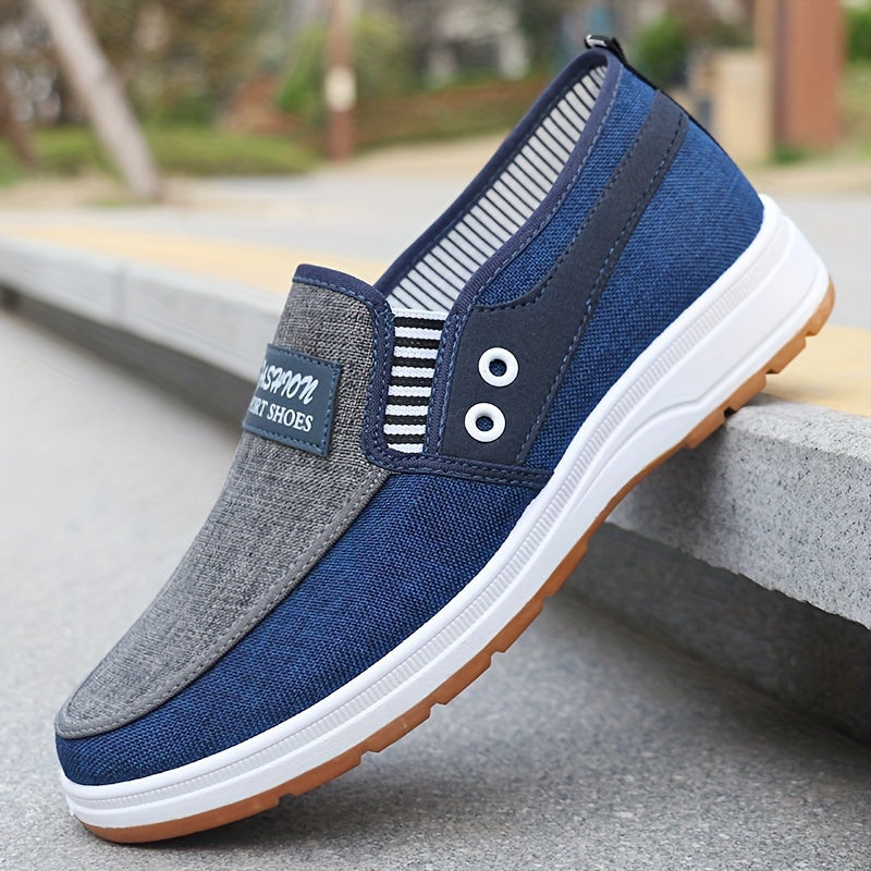 Men's Breathable Knit Slip-On Sneakers for Casual Outdoor Walking Dark Blue Gray