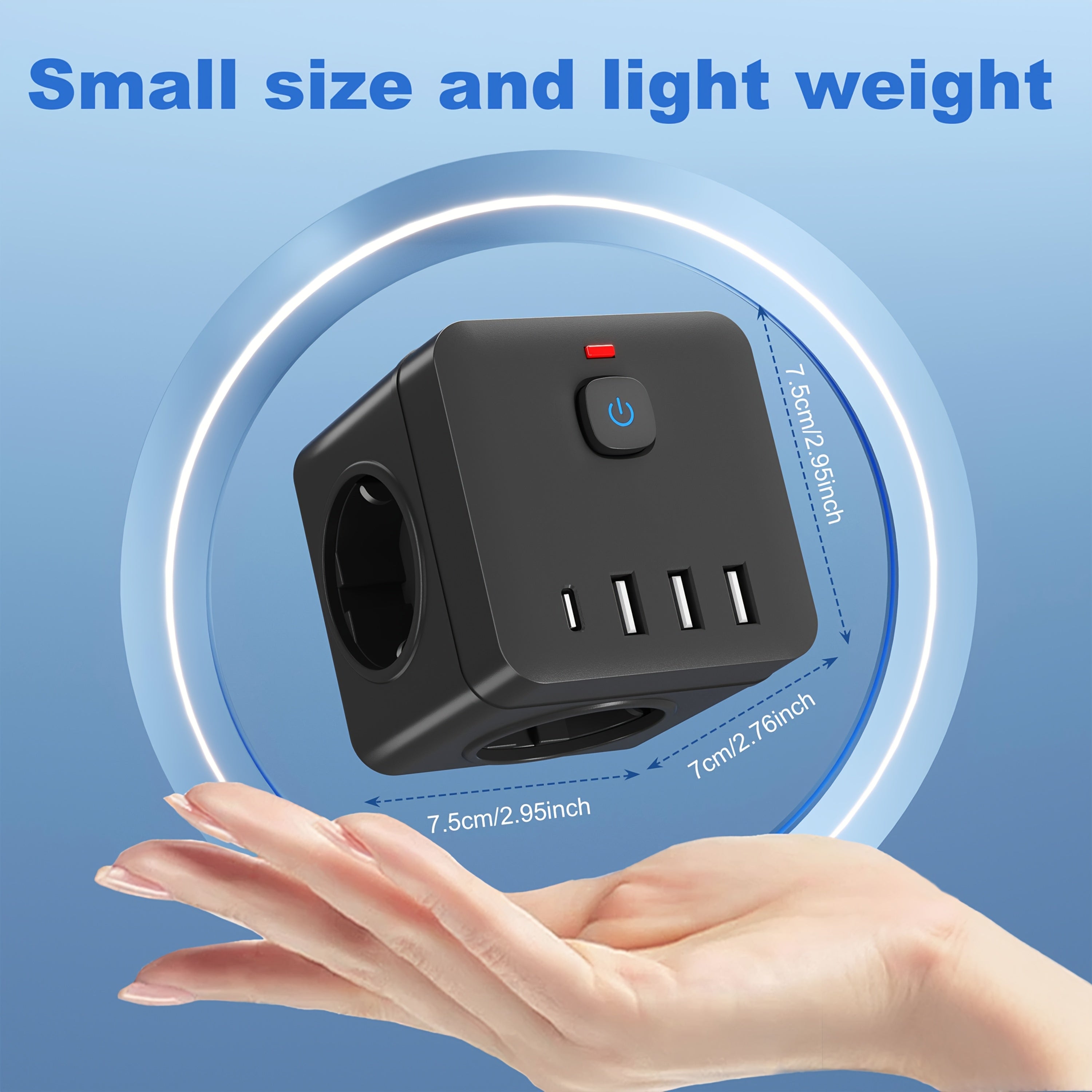 Regleta de 8 en 1 con protección contra sobrecargas, USB Tipo-C, enchufe europeo para hogar, oficina y cocina