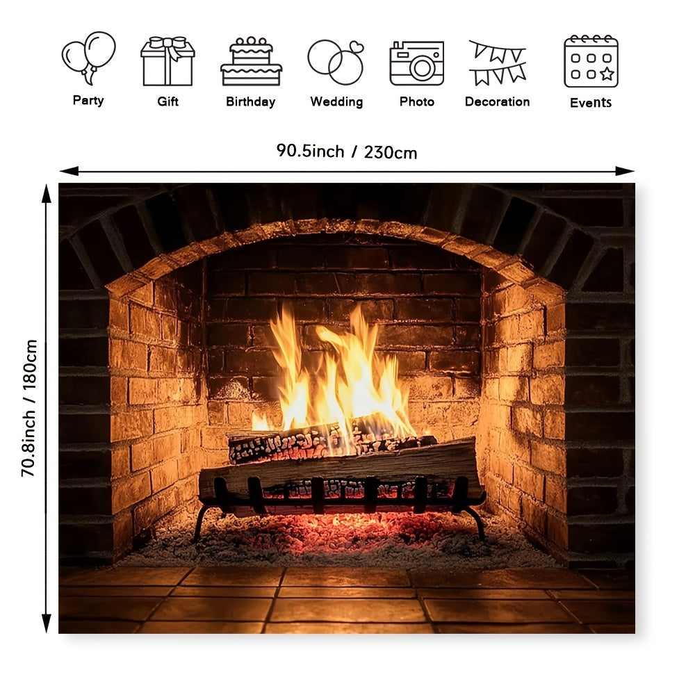 Elegant Polyester Fabric Backdrop for Living Room Fireplace Holiday Decor