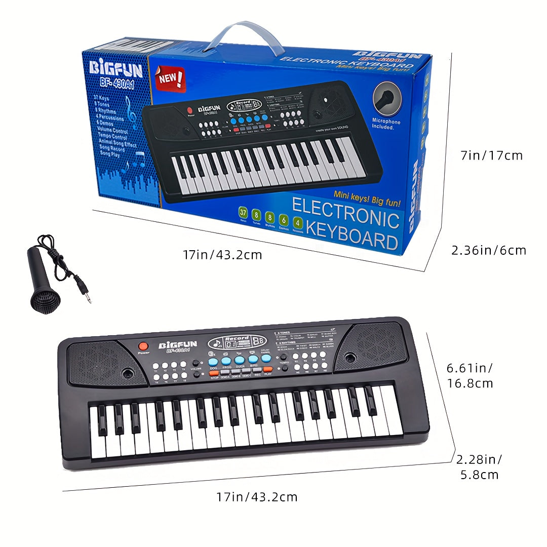 37-Key Digital Piano Keyboard with Microphone for Beginners and Music Education Battery-Powered Interactive Learning