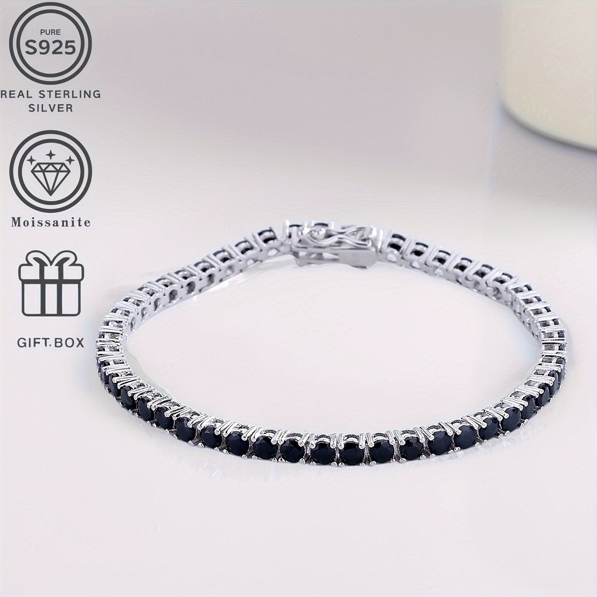 Sterling Silver Moissanite Bracelet 0.1 Carat Delicate Jewelry for Women