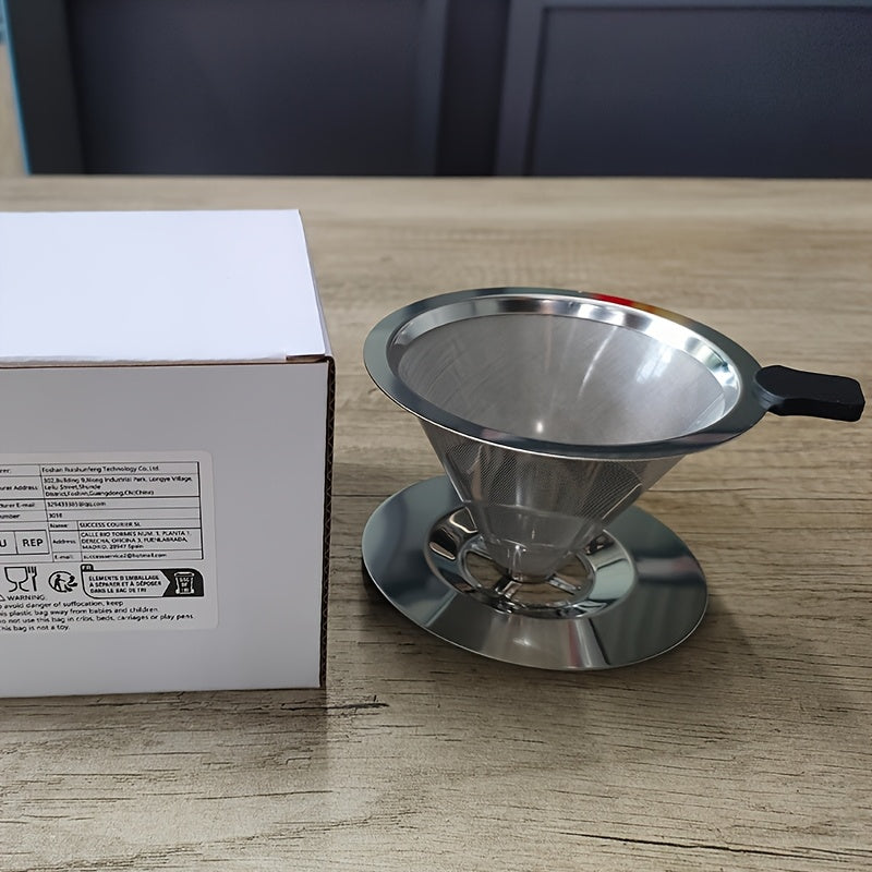 Reusable Stainless Steel Coffee Filter Double-Layer Washable Durable Pour Over