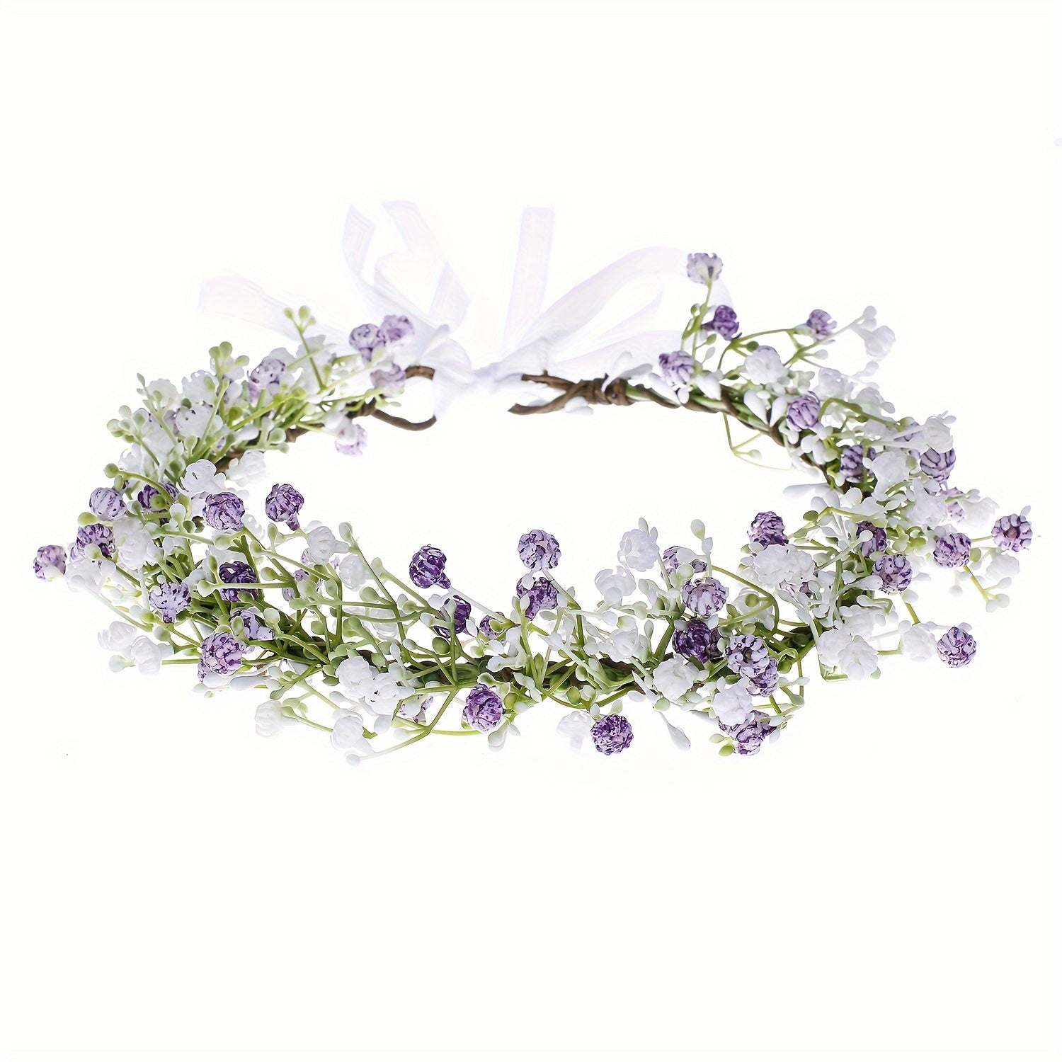 Artificial Baby's Breath Flower Crown Headband Floral Headpiece for Weddings Parties Festivals